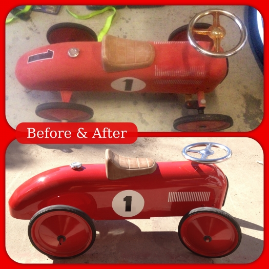 Antique Toy Race Car bought back to life